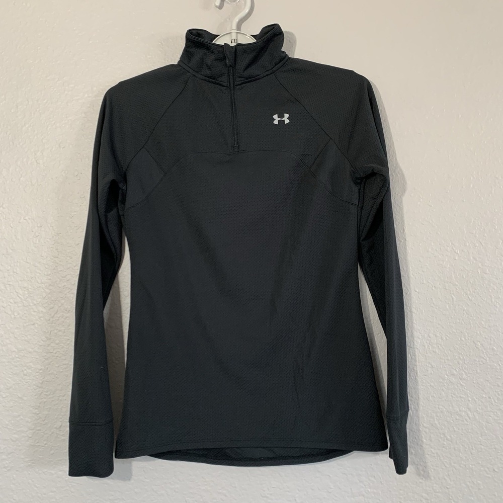 Under Armour Run Women's Size XS Semi-Fitted Long‎ Sleeve 1/4 Zip Pullover Black